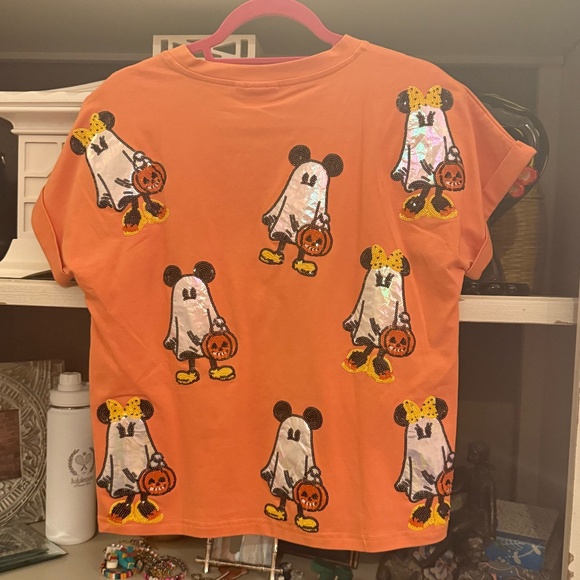 Ellory Kate Xs womens mickey minnie ghost t shirt tee sequins - Picture 2 of 3